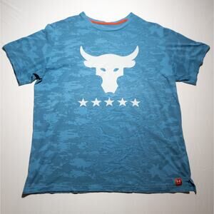 Under Armour Project Rock Freedom T-Shirt 2XL Blue Camo Bull By Air Land Sea